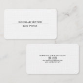 Plain White Simple Professional Blog Writer Web Visitekaartje (Voorkant / Achterkant)