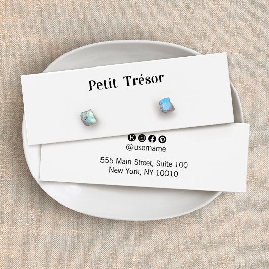 Plain White Stud Earring Display Mini Visitekaartjes