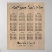 Plain Wooden Back Wedding Reception Zitkaart Poster (Voorkant)