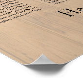 Plain Wooden Back Wedding Reception Zitkaart Poster (Hoek)