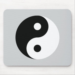Plain Yin Yang Symbool op Light Grey Muismat