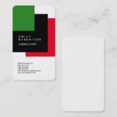Plain Zwart Rood Groen Wit Modern Minimalist Visitekaartje (Voorkant / Achterkant)