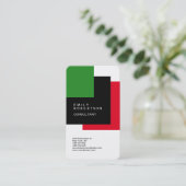 Plain Zwart Rood Groen Wit Modern Minimalist Visitekaartje (Staand voorkant)