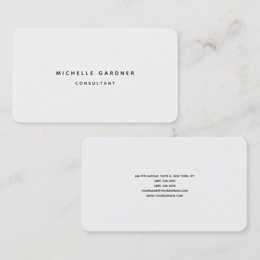 Plain Zwart & Wit Minimalistische Moderne Professi Visitekaartje (Voorkant / Achterkant)