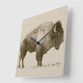 Plains Bison Vierkante Klok (Hoek)