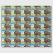 Plains Bull Buffalo American Bison Wildlife Art Cadeaupapier (Vlak)