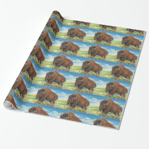Plains Bull Buffalo American Bison Wildlife Art Cadeaupapier
