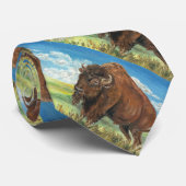 Plains Bull Buffalo American Bison Wildlife Art Stropdas (Opgerold)