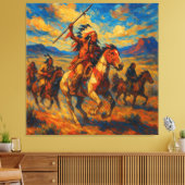 Plains Warriors op de jacht Canvas Afdruk (Insitu (Woonkamer))