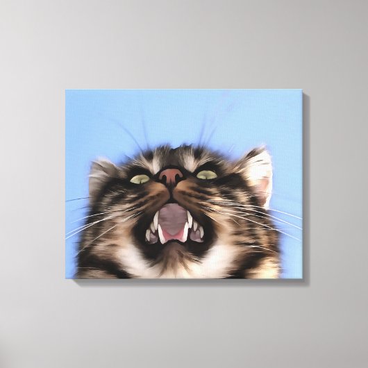 Plaintive Meow a Tabby Cat Acrylf Painting Canvas Afdruk (Voorkant)