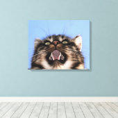 Plaintive Meow a Tabby Cat Acrylf Painting Canvas Afdruk (Insitu (Houten vloer))