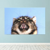 Plaintive Meow a Tabby Cat Acrylf Painting Canvas Afdruk (Insitu (Houten vloer))