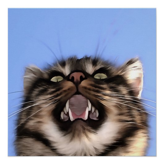 Plaintive Meow a Tabby Cat Acrylf Painting Perfect Poster (Voorkant)