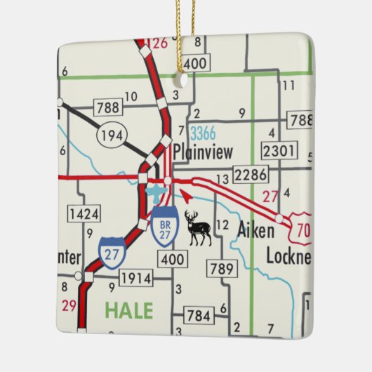 Plainview TX Road Map Keramisch Ornament (Links)