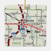 Plainview TX Road Map Keramisch Ornament (Achterkant)