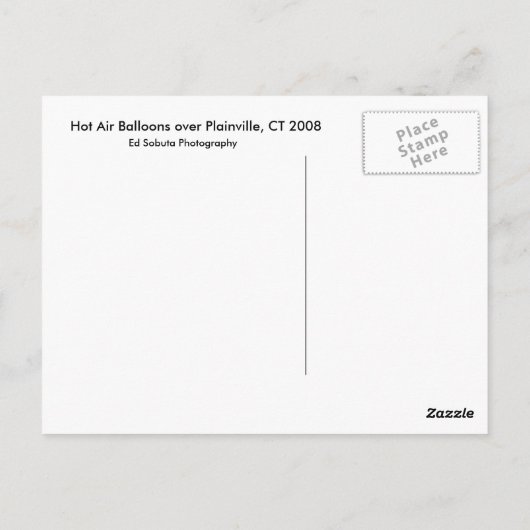 Plainville Balloons Briefkaart (Achterkant)