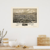 Plainville, CT Panorama Kaart - 1878 Poster (Keuken)