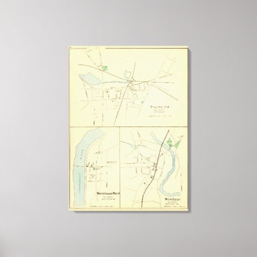 Plainville, Warehouse Pt, Windsor Canvas Afdruk (Voorkant)