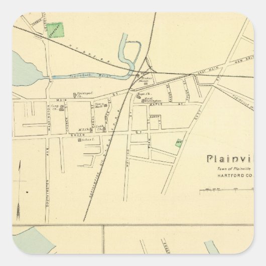 Plainville, Warehouse Pt, Windsor Vierkante Sticker (Voorkant)