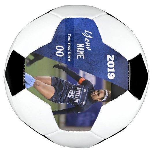 Plak aangepast Voetbal blauw (Gedraaid)