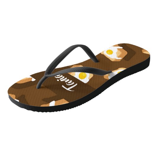 Plak brood met eierpatroon teenslippers (Schuin)