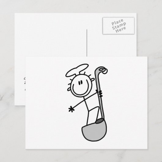 Plak figuur Chef met slang Briefkaart (Voorkant / Achterkant)