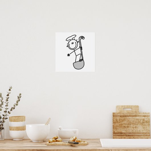 Plak figuur Chef met slang Poster (Keuken)