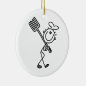 Plak figuur Chef met vork Keramisch Ornament (Rechts)