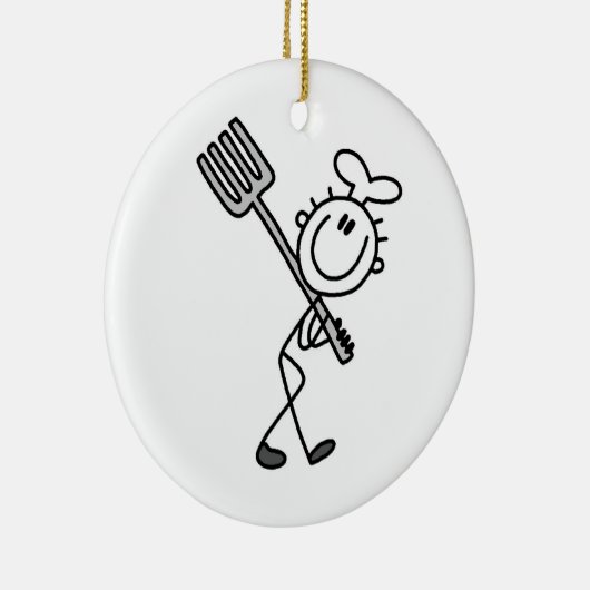 Plak figuur Chef met vork Keramisch Ornament (Rechts)