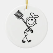 Plak figuur Chef met vork Keramisch Ornament (Voorkant)