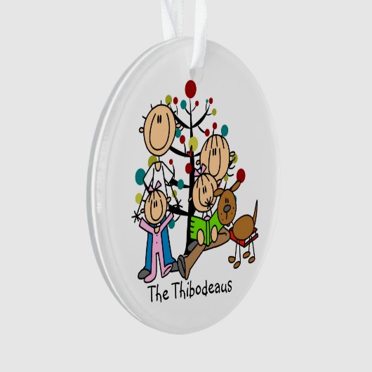 Plak Figuur Ouders, 2 Meisjes, Dog Ornament (voorkant)