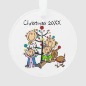 Plak Figuur Ouders, 2 Meisjes, Dog Ornament (achterkant)