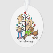 Plak Figuur Ouders, 2 Meisjes, Dog Ornament (voorkant)