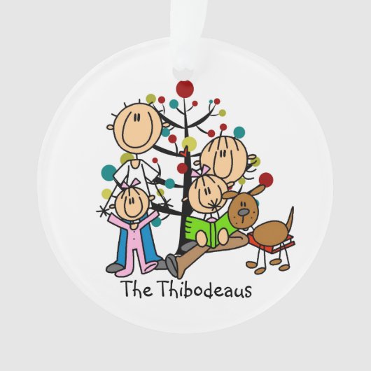 Plak Figuur Ouders, 2 Meisjes, Dog Ornament (voorkant)