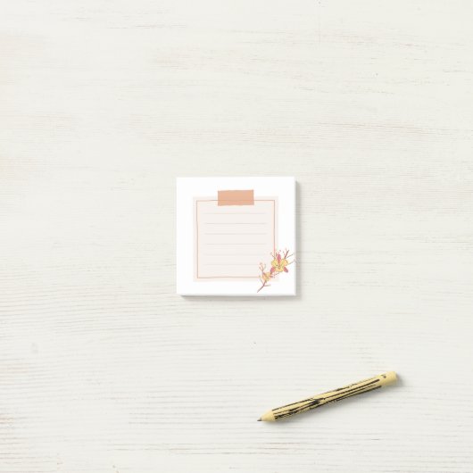 Plak het met een oranje bloem post-it® notes (Op bureau)