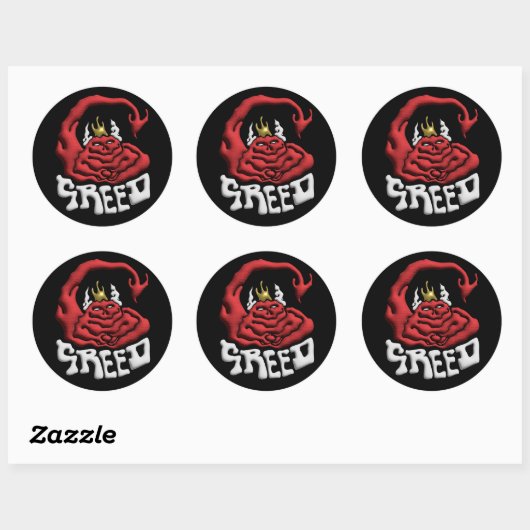 Plak het op je zonde Greed Devil Ronde Sticker (Vel)