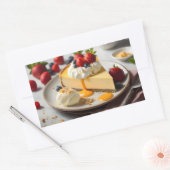 Plak kaascake met slagroom op de bovenkant rechthoekige sticker (Envelop)