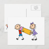 Plak Kinderen Met Potlood Briefkaart (Voorkant / Achterkant)