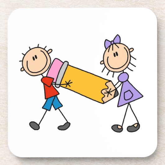 Plak Kinderen Met Potlood Onderzetter (Voorkant)
