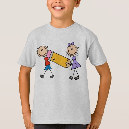 Plak Kinderen Met Potlood T-shirt (Voorkant)