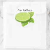 Plak limoen met muntblad ronde sticker (Tas)
