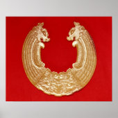 Plak met twee draken en een masker met Tao-stropda Poster (Voorkant)