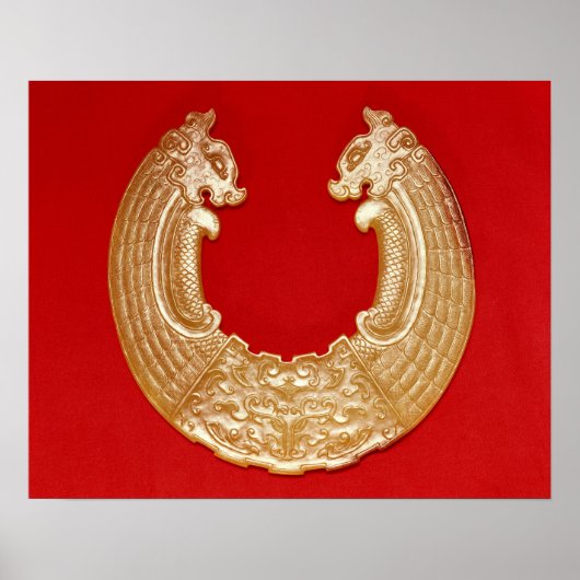 Plak met twee draken en een masker met Tao-stropda Poster (Voorkant)