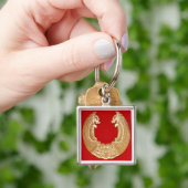 Plak met twee draken en een masker met Tao-stropda Sleutelhanger (Hand)