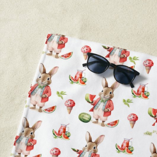 plak rijp, sappig, rode watermeloen strandlaken (In situ)