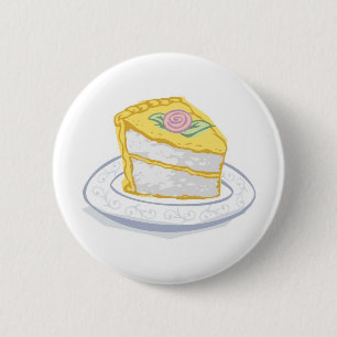 Plak van Cake met het Gele en Roze Berijpen Ronde Button 5,7 Cm
