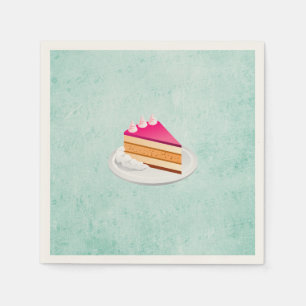 plak van cake op een groene  textuur servetten