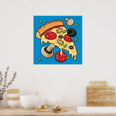 Plak van Pizza met Toppings Poster (Keuken)