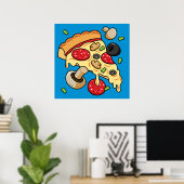 Plak van Pizza met Toppings Poster (Thuiskantoor)