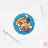 Plak van Pizza met Toppings Ronde Sticker (Envelop)